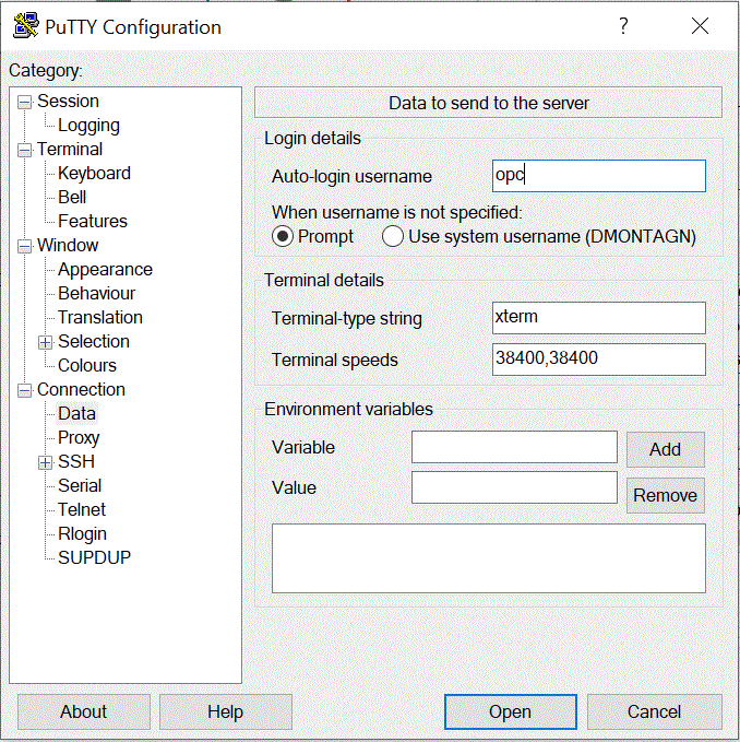 Connecting to the Compute Instance Using Putty