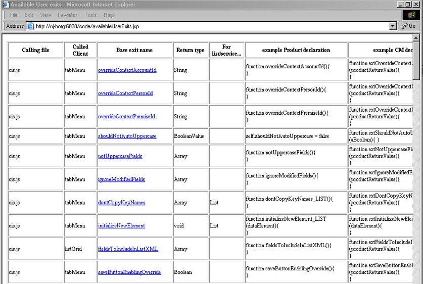 UI Javascript User Exits
