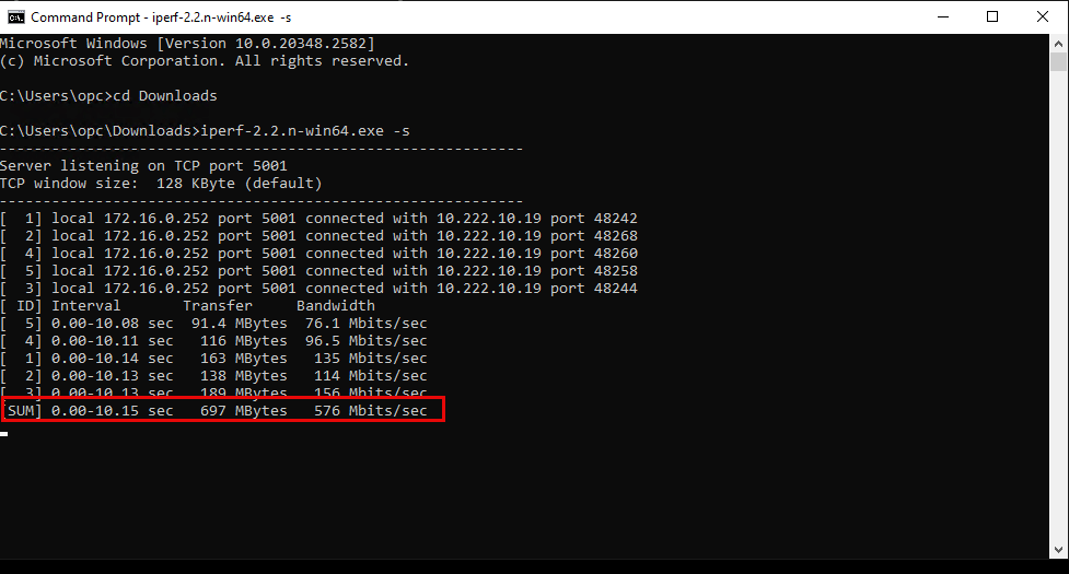 Use iPerf to Test the Throughput inside an OCI Hub and Spoke VCN 