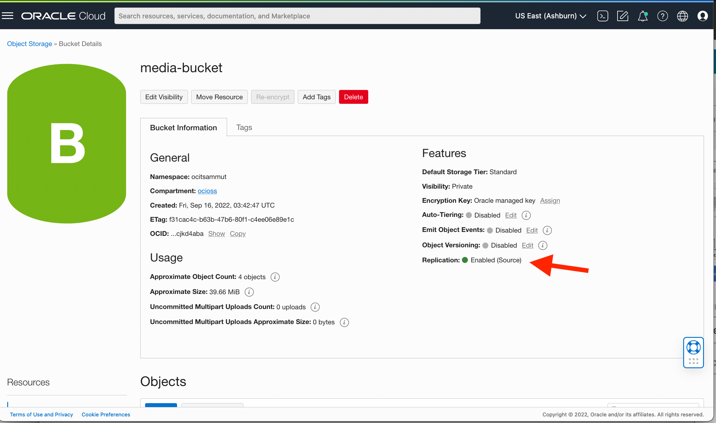 Configure Object Storage crossregion replication for Disaster Recovery
