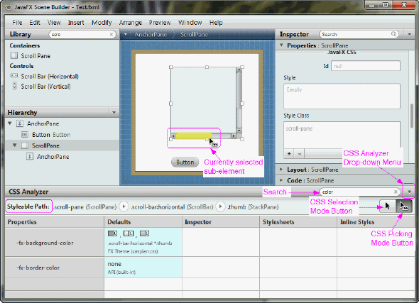 JavaFX Scene Builder User Guide Skinning with CSS and the CSS Analyzer