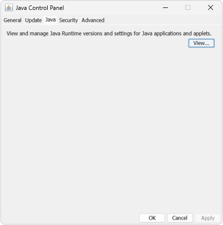 java 11 control panel