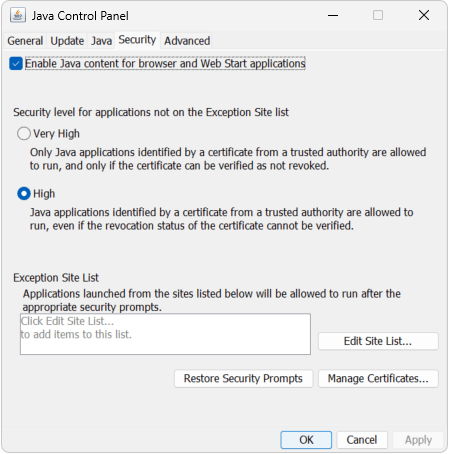 java 11 control panel
