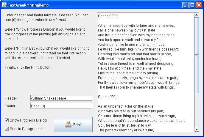 How to Print Text (The Java™ Tutorials > Creating a GUI With JFC/Swing