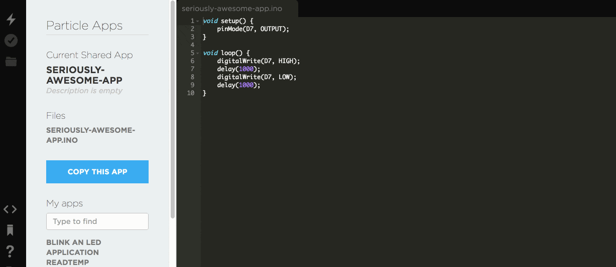 Web IDE Getting Started Particle