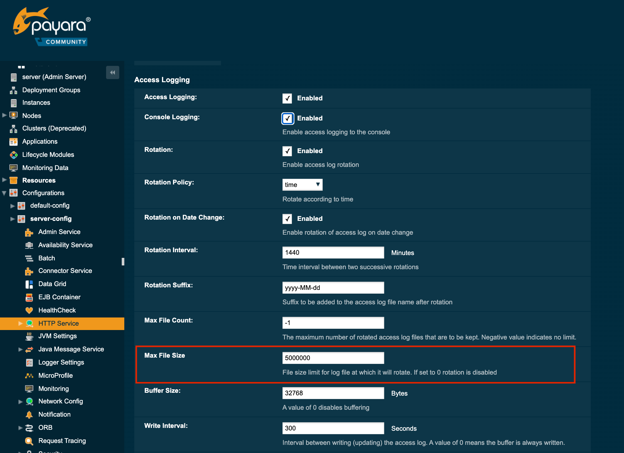 Access Logging Max File Size Payara Enterprise Documentation