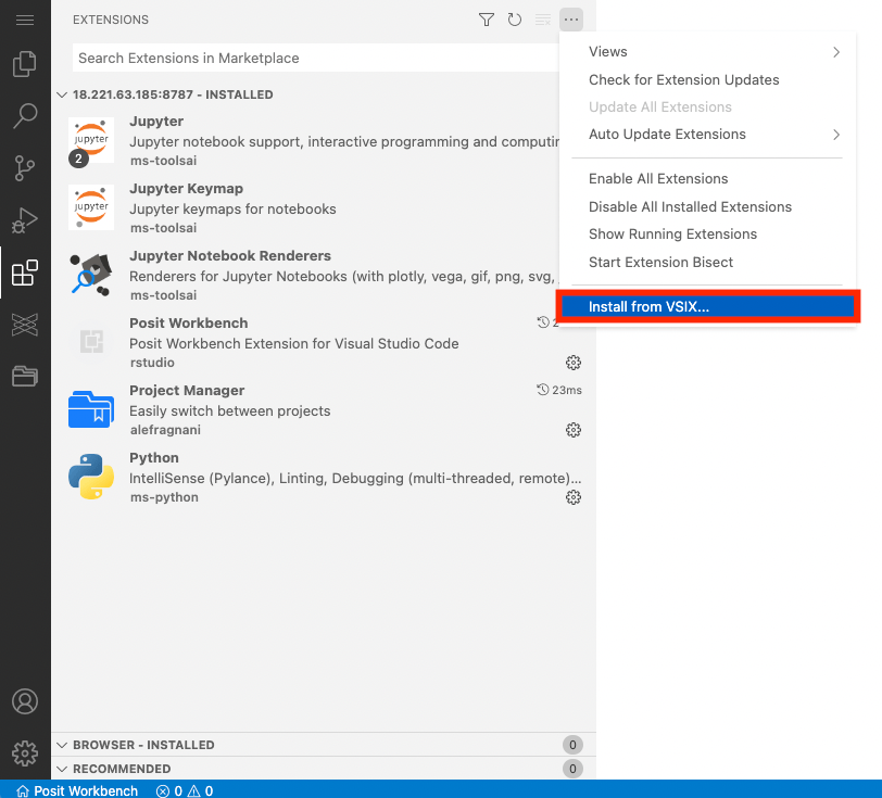 Posit Workbench User Guide VS Code Extensions