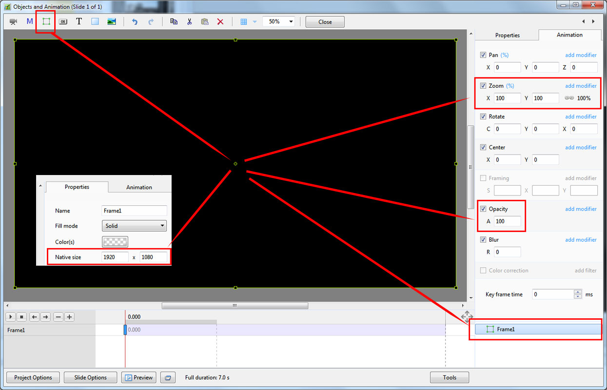 Add a Frame Object [PTE AV Studio]