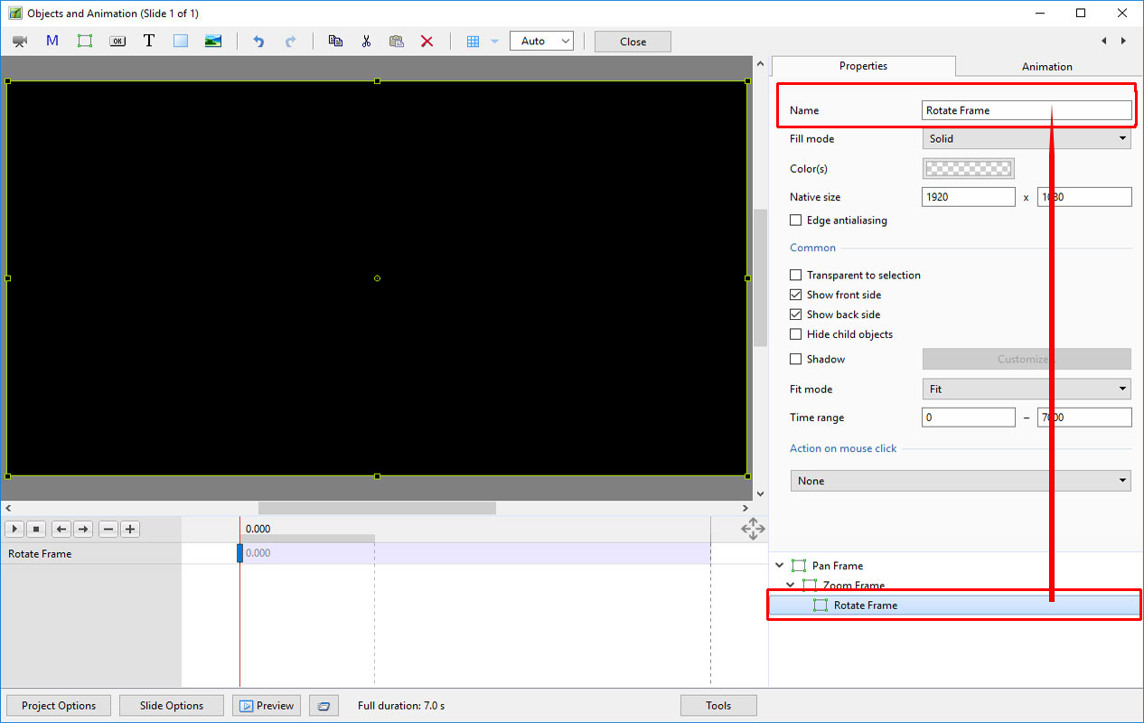 Add a Frame Object [PTE AV Studio]