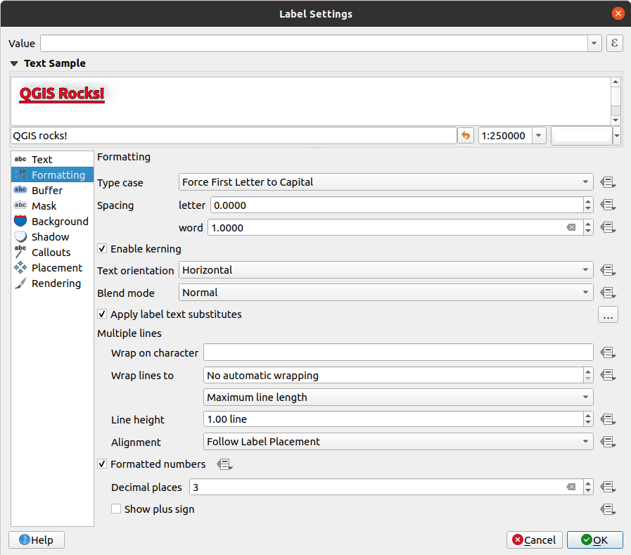 12.3. 라벨 설정 — QGIS Documentation 문서
