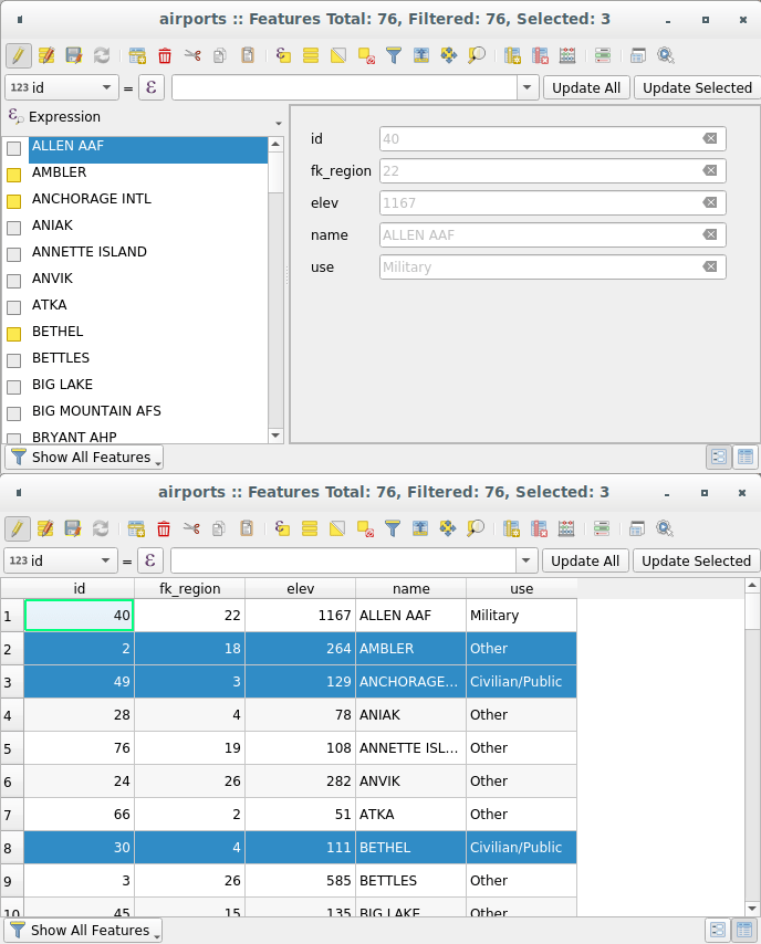 Working with the Attribute Table — QGIS Documentation documentation