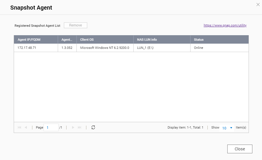 Snapshot Agent Server List