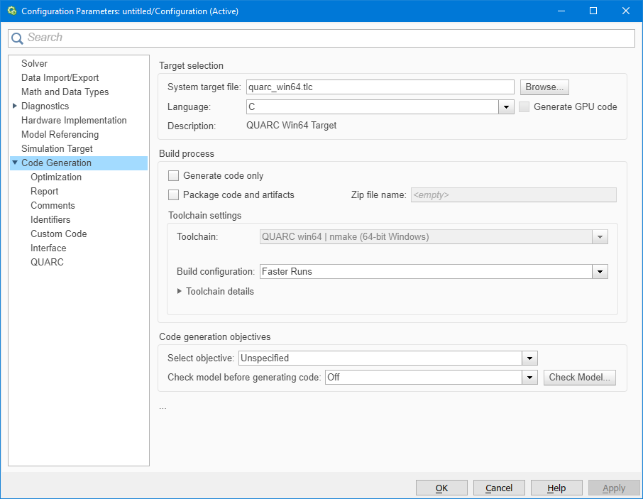 Configuration Parameters QUARC