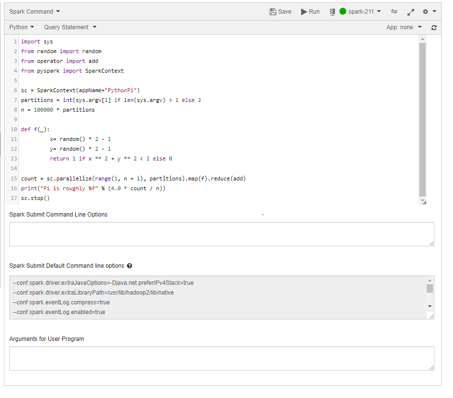 Composing Spark Commands in the Analyze Page — Qubole Data Service documentation