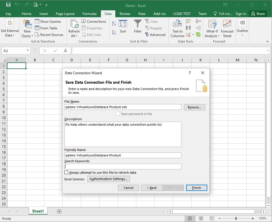 Connecting from Excel — Product documentation