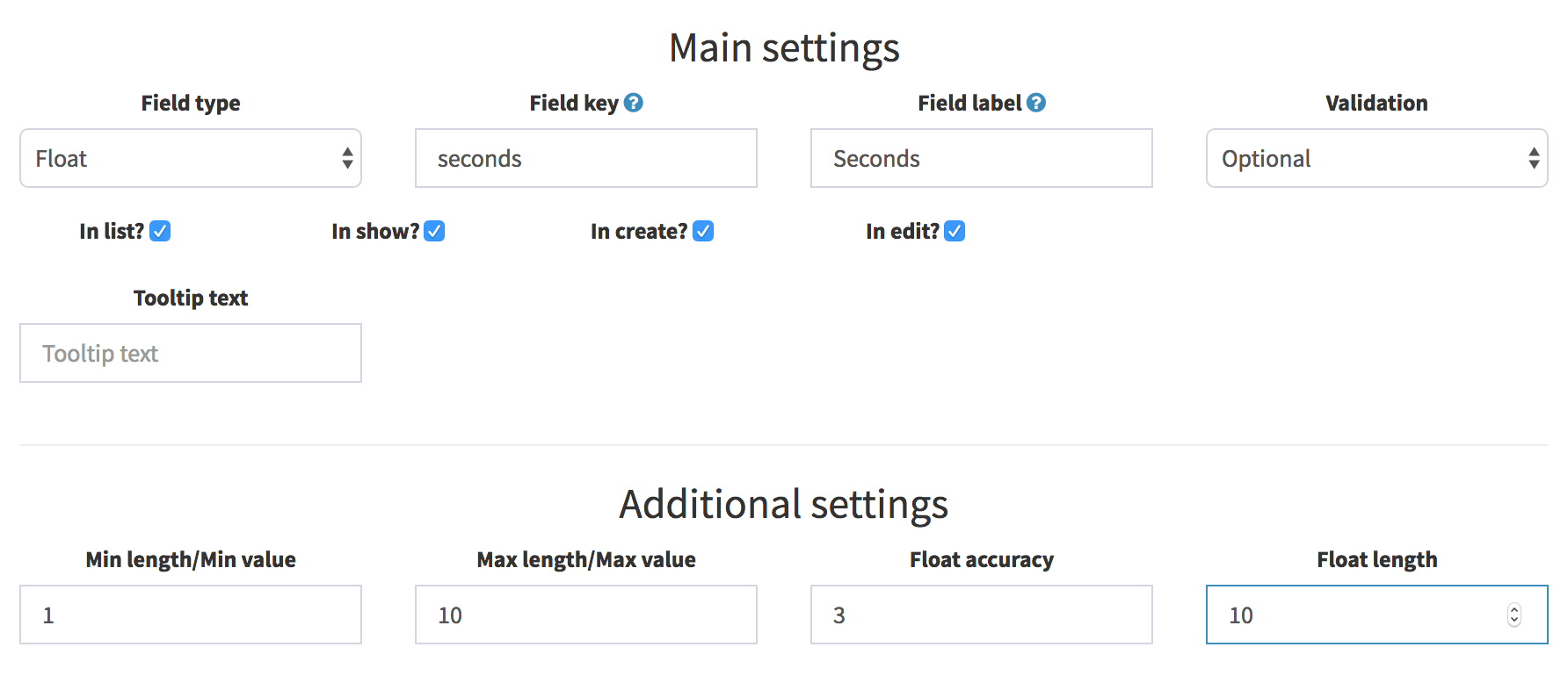 Field Type Float Docs