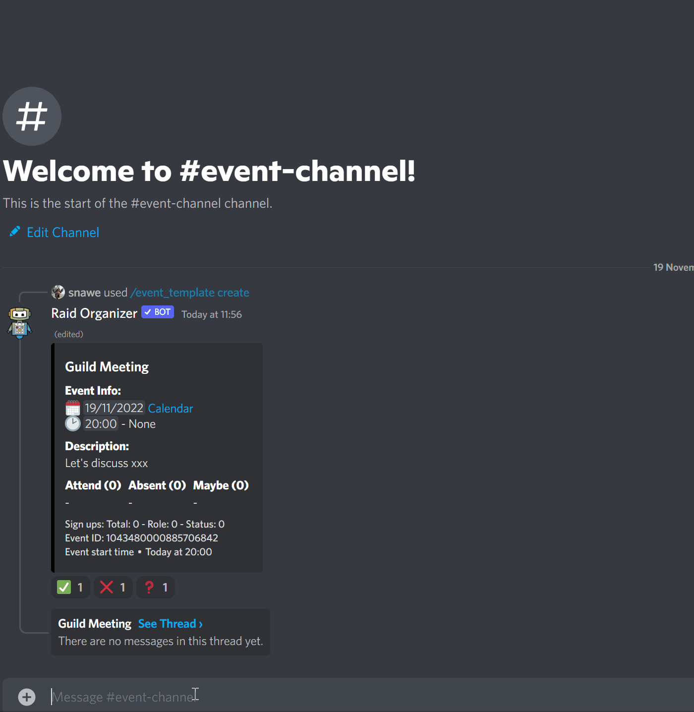Create Event from Template Raid Organizer Documentation