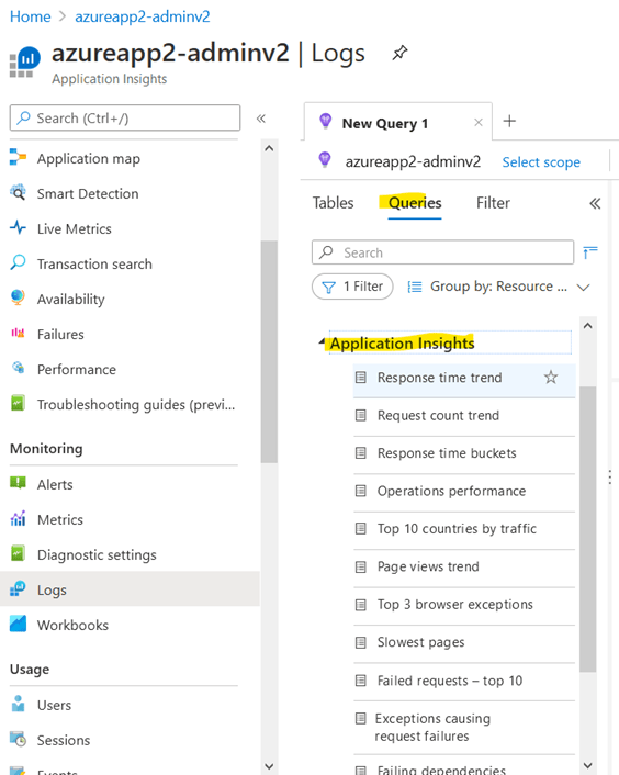 Log to Azure's Application Insights