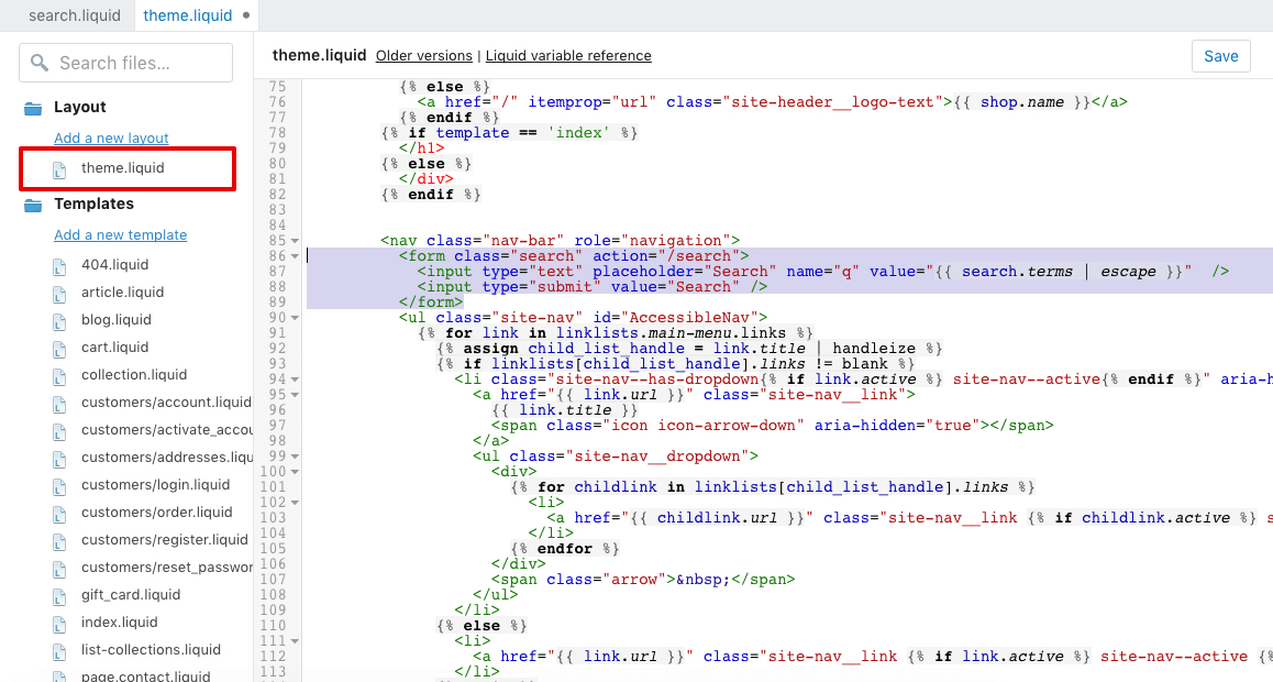 How to add a search box to Shopify themes Searchanise Documentation