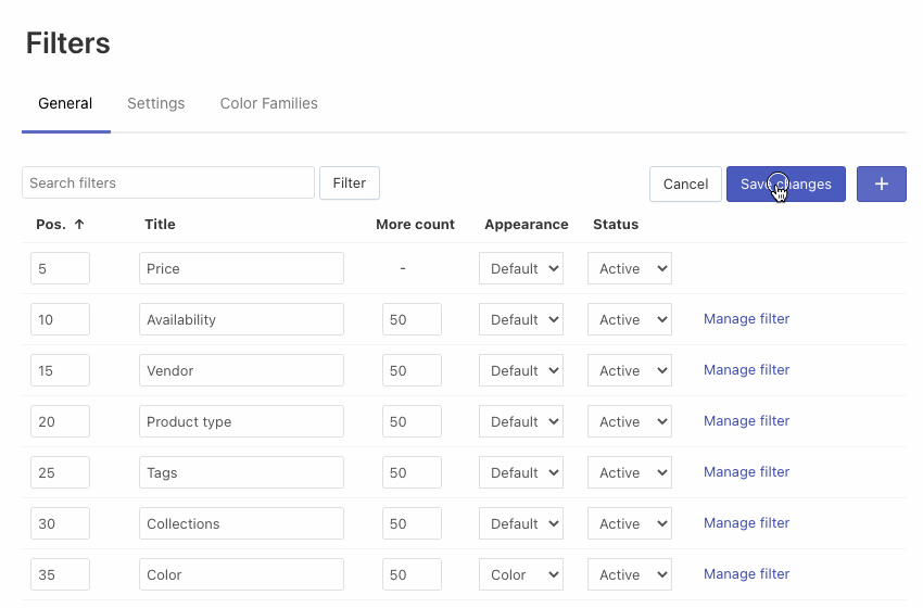 Sorting of Filters Searchanise Documentation