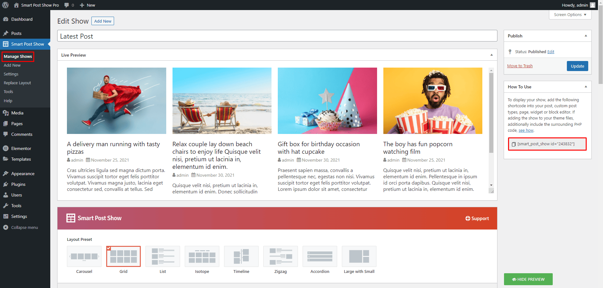 Smart Post Show Pro to Elementor ShapedPlugin Docs