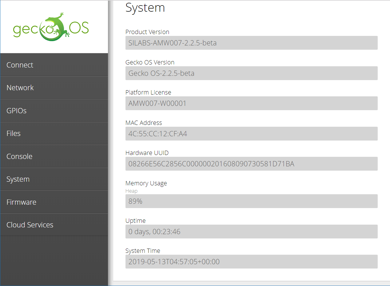 Gecko OS Web App Silicon Labs