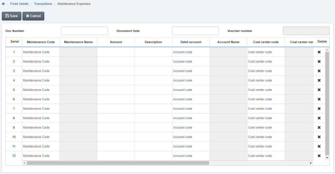 Maintenance Expenses SMACC Accounting Software Documentation