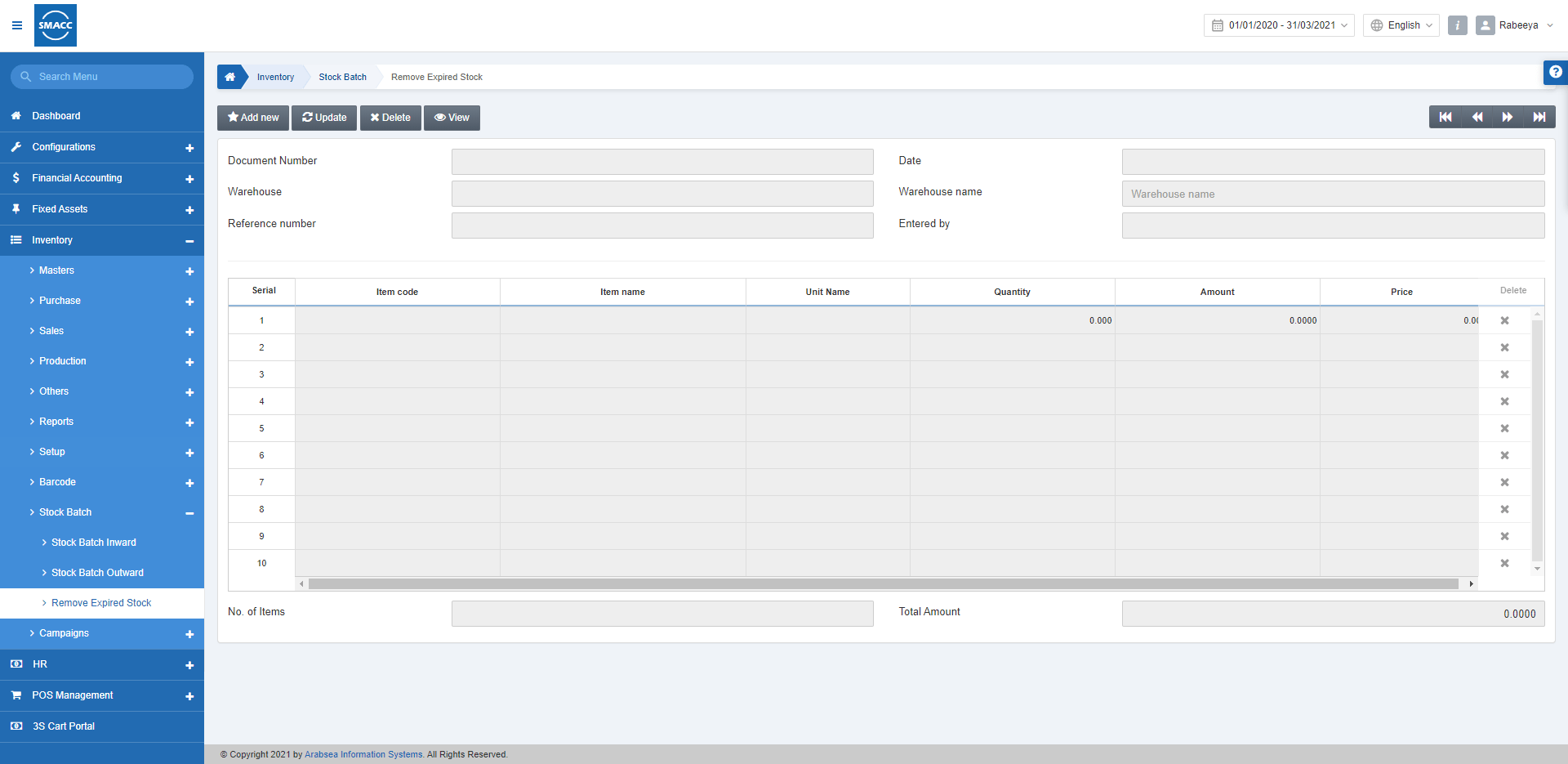 Remove Expired Stock SMACC Accounting Software Documentation