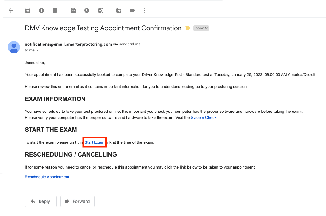 Test Taker Manual DMV Rescheduling Your Appointment SmarterProctoring