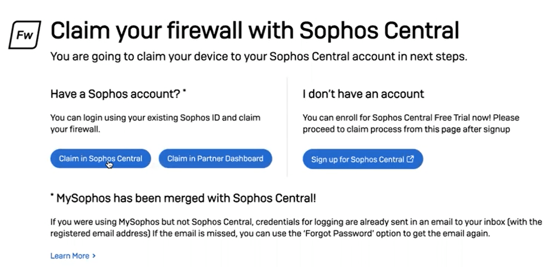 Set up a new firewall with Sophos Central Sophos Central Admin