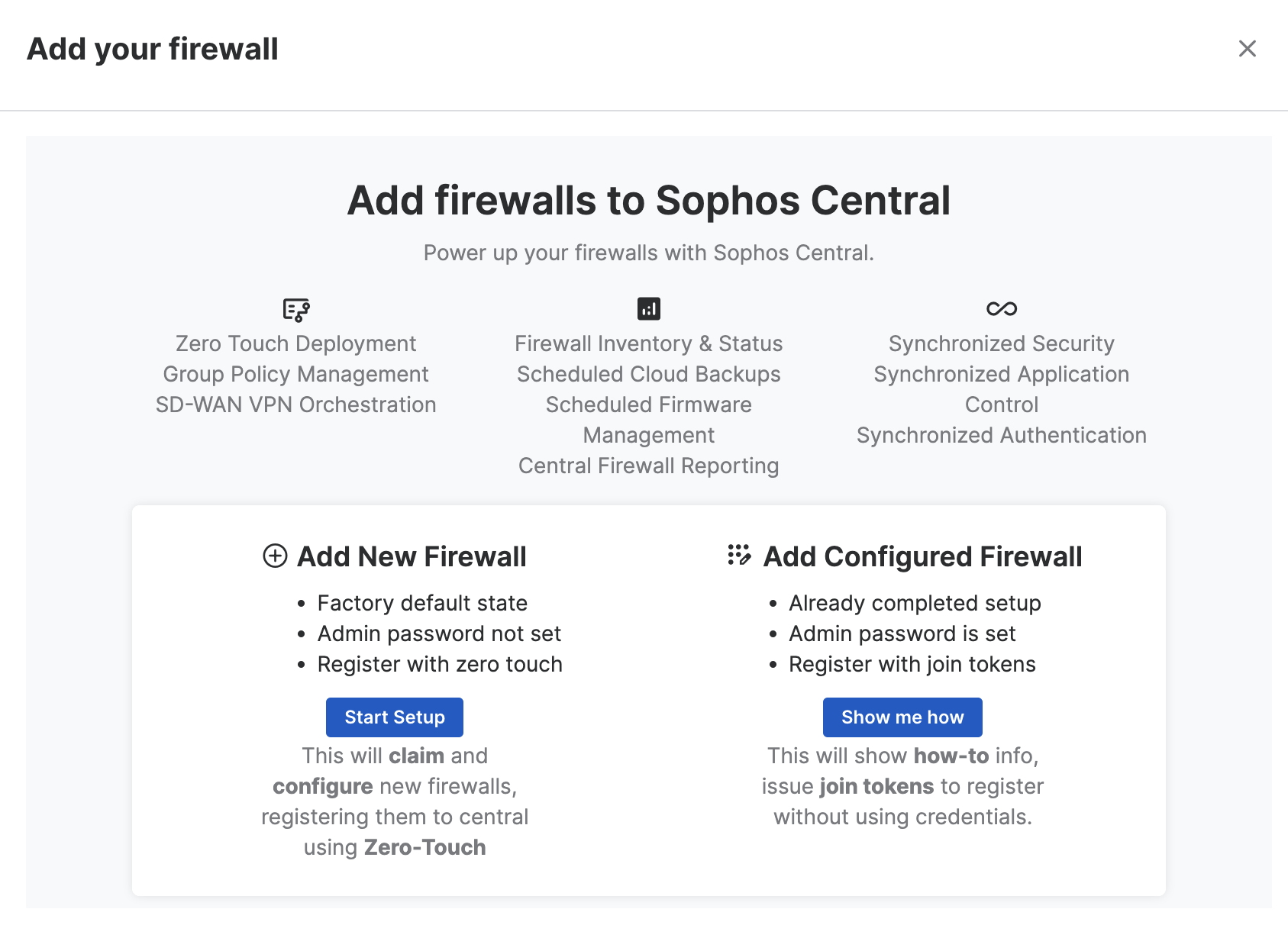 Add firewalls Sophos Central Admin