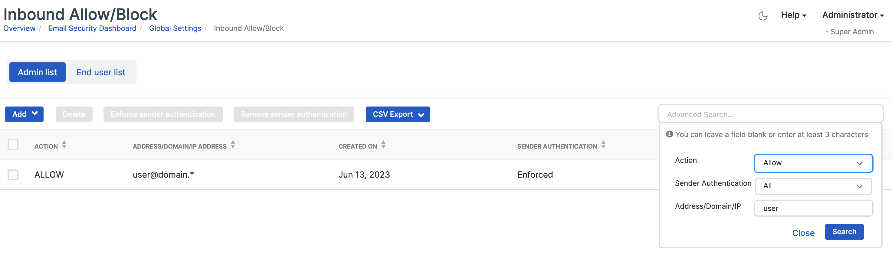 Inbound Allow/Block Sophos Central Admin(04)