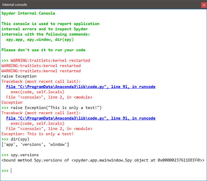 Internal Console — Spyder 3 documentation