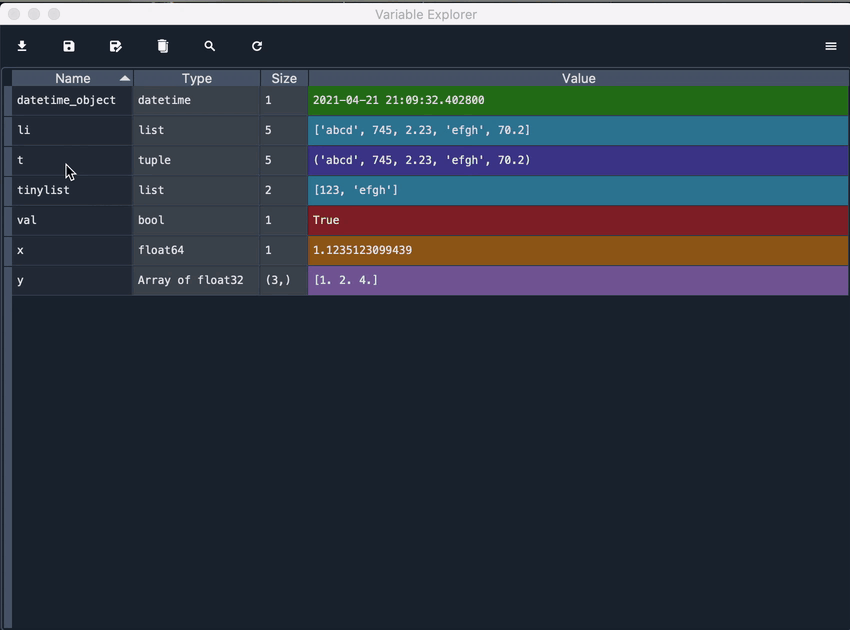 Variable Explorer â€” Spyder 5 documentation