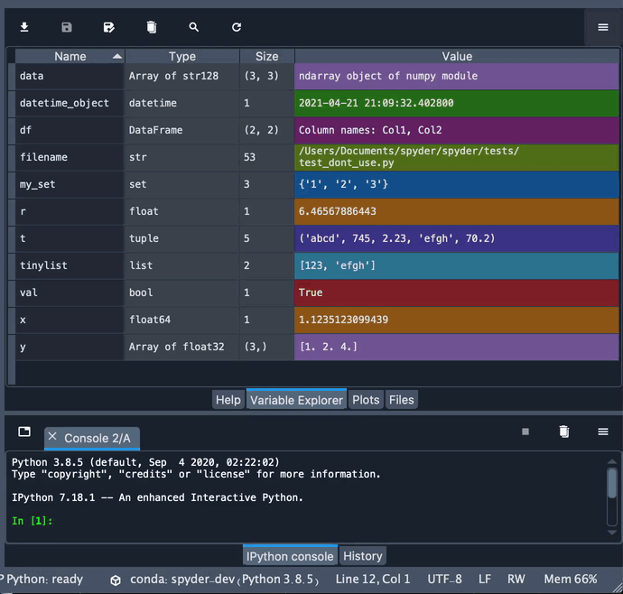 Variable Explorer â€” Spyder 5 documentation