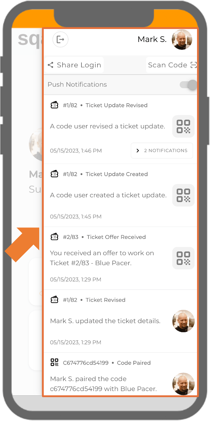 Notification Drawer sqanit Knowledge center
