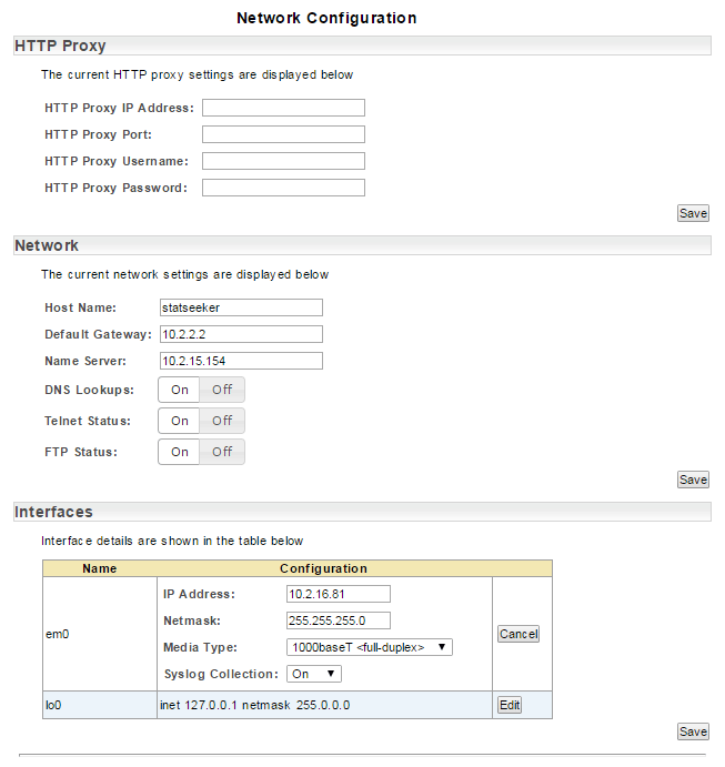Network Configuration Statseeker Documentation