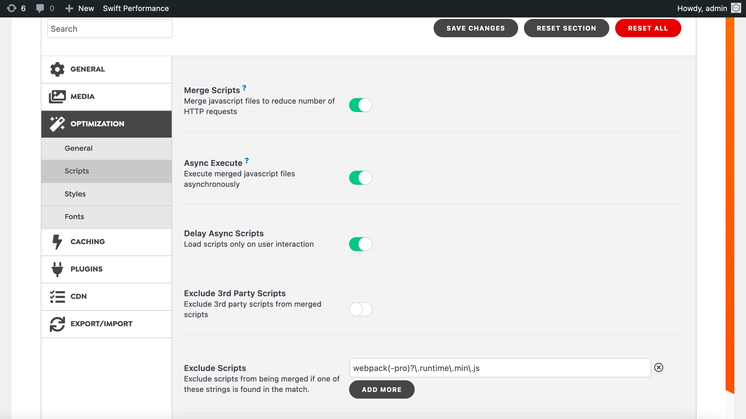 Elementor animations or dropdown menu are not working Swift Performance