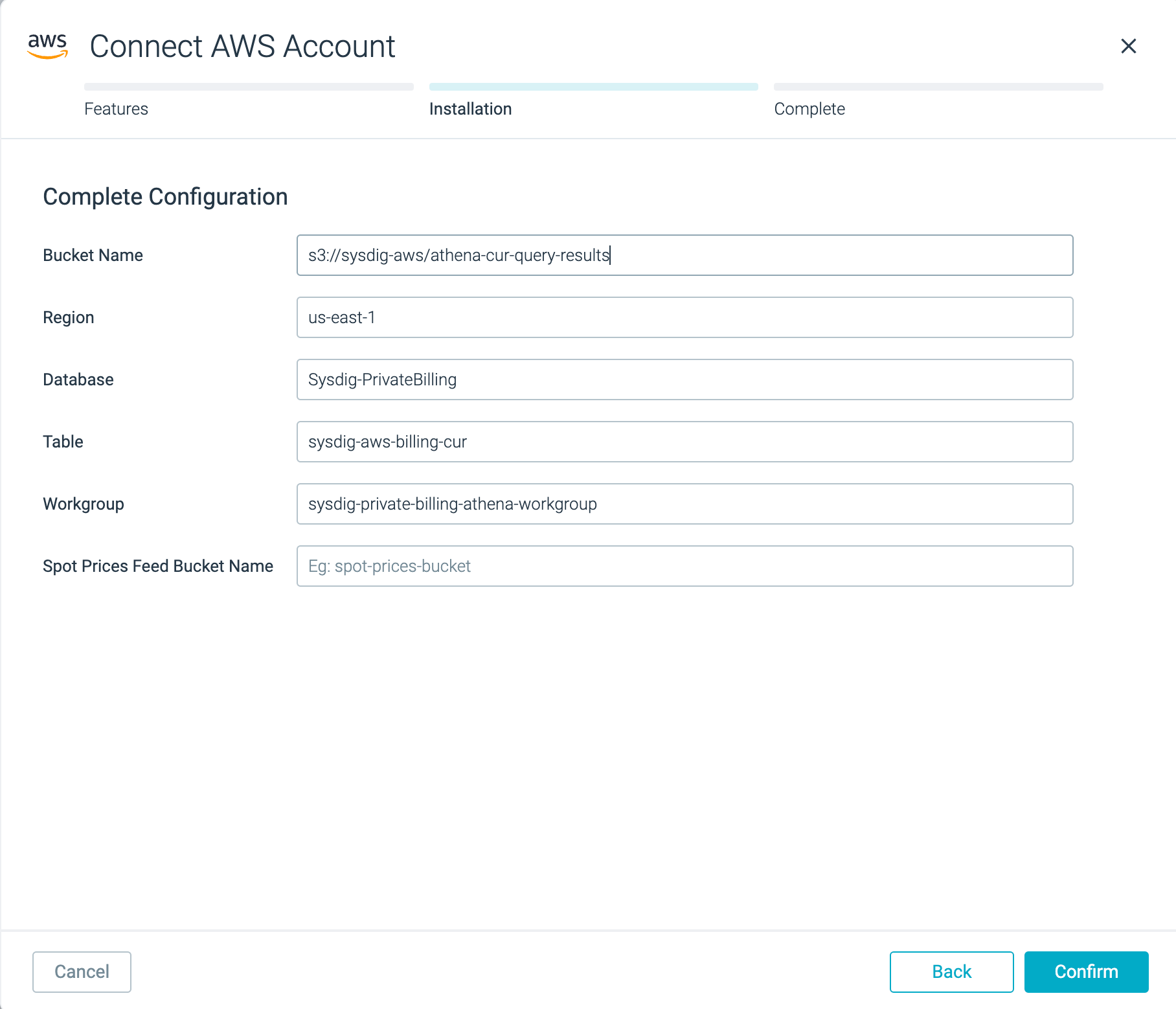 AWS Cost and Usage Reporting Sysdig Docs
