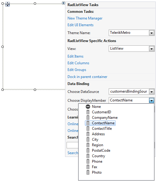 Data Binding RadListView Telerik UI for WinForms