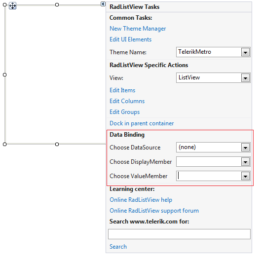 Data Binding RadListView Telerik UI for WinForms