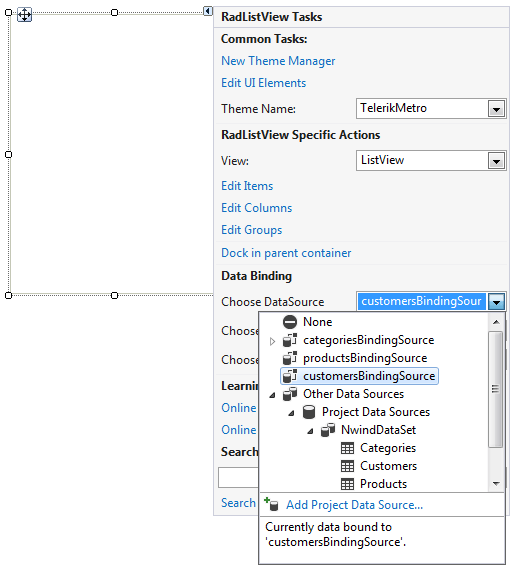 Data Binding RadListView Telerik UI for WinForms
