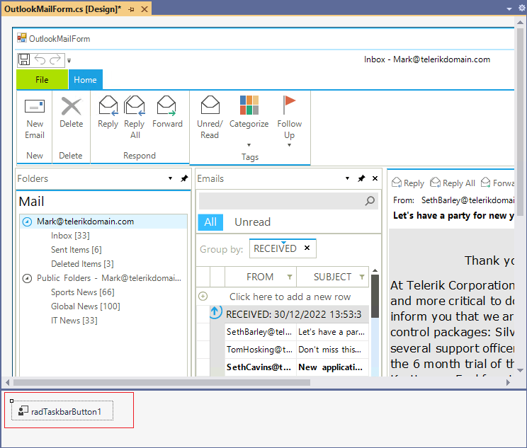 Getting Started WinForms Taskbar Button Telerik UI for WinForms