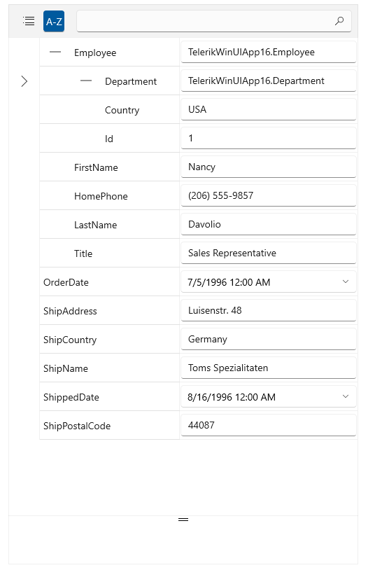 Nested Properties Telerik UI for WinUI