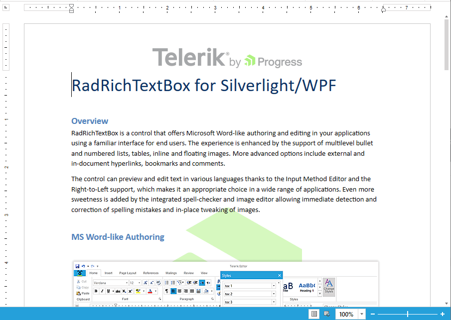 WPF RichTextBox Layout Modes Telerik UI for WPF