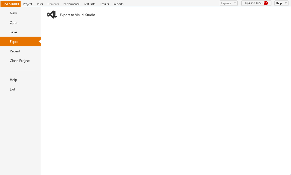 Export to Visual Studio Progress Test Studio