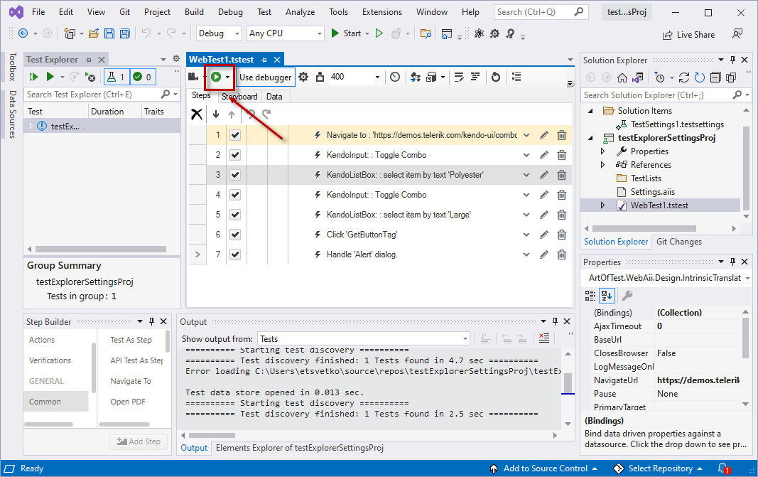 Create and Record a WPF Test in Visual Studio Plugin Progress Test Studio