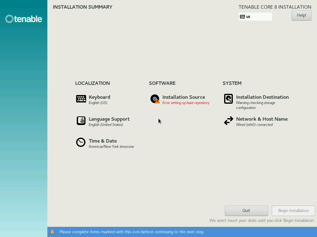 Install Tenable Core on Hardware (Tenable Core)