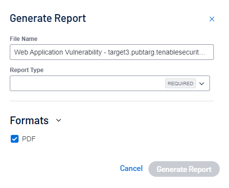 Generate a Report from Tenable Web App Scanning Findings (Tenable Web