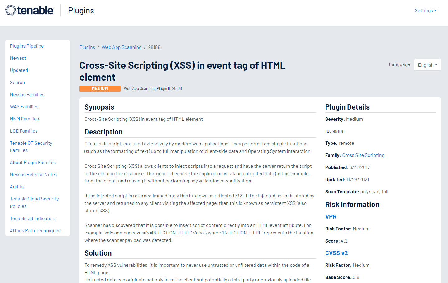 View Your Scan Plugins (Tenable Vulnerability Management)